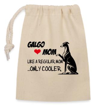 Galgo Mom - Verschließbarer Geschenkbeutel aus Baumwolle (14x20cm) - Natur - Vorne