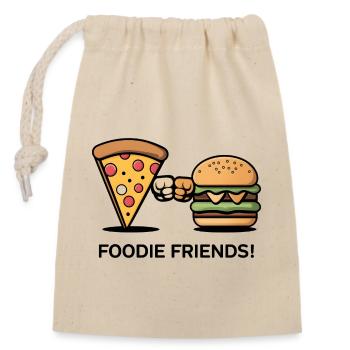 Foodie Friends Fist Bump Digital Art Pizza Burger - Closable cotton gift bag (14x20cm) - nature - Front