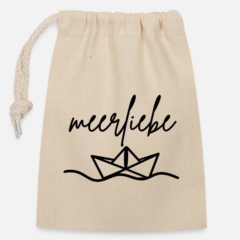 meerliebe schiff - Verschließbarer Geschenkbeutel aus Baumwolle (14x20cm) - Natur