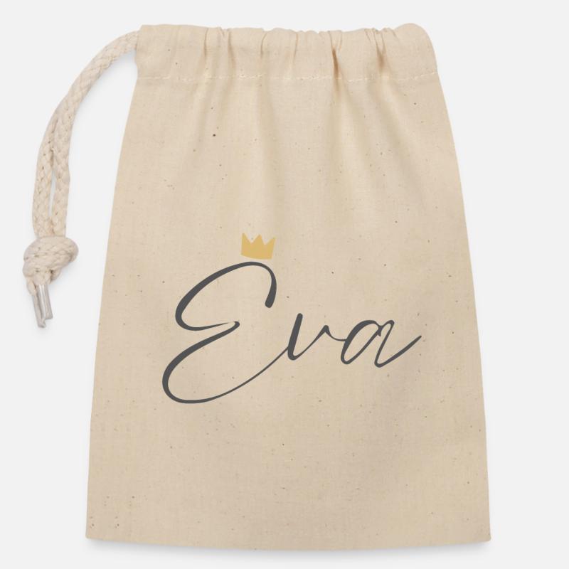 Chemise Princesse Eva – Nom avec la lettre E - Sac cadeau en coton avec cordon (14 x 20 cm) - nature