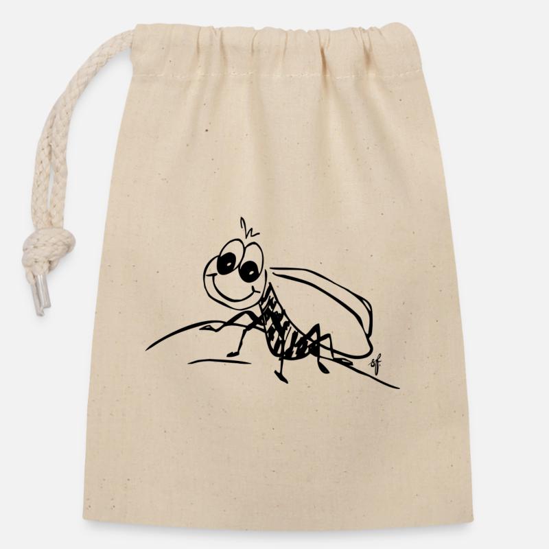 Bee. The shy bee "love-me" - Closable cotton gift bag (14x20cm) - nature