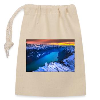 WINTER ALPS LAKE - Closable cotton gift bag (14x20cm) - nature - Front