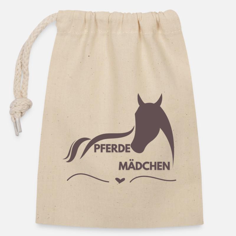 Fille de cheval - Sac cadeau en coton avec cordon (14 x 20 cm) - nature