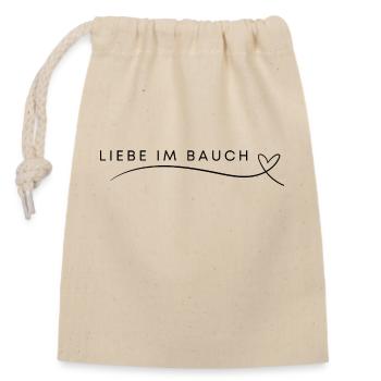 Liebe im Bauch - Verschließbarer Geschenkbeutel aus Baumwolle (14x20cm) - Natur - Vorne