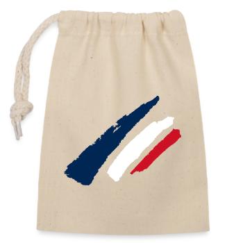 France Style Flag - Closable cotton gift bag (14x20cm) - nature - Front