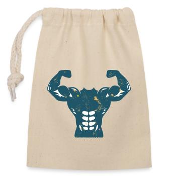 corps muscle bodybuilding bras biceps abdos dessin - Sac cadeau en coton avec cordon (14 x 20 cm) - nature - Devant