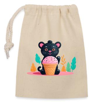 Cupcake Panther - Closable cotton gift bag (14x20cm) - nature - Front