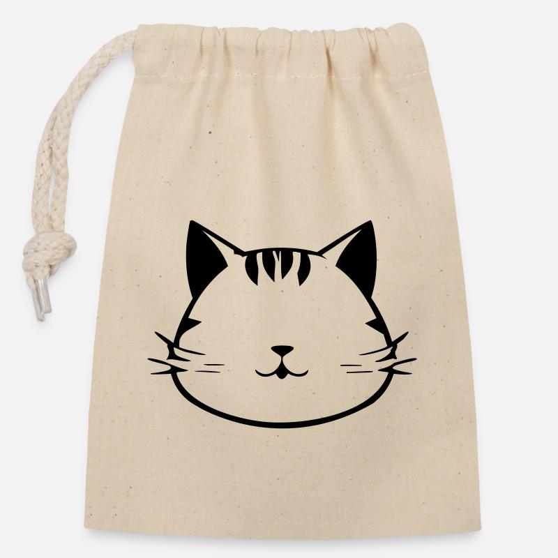 Cat - Closable cotton gift bag (14x20cm) - nature