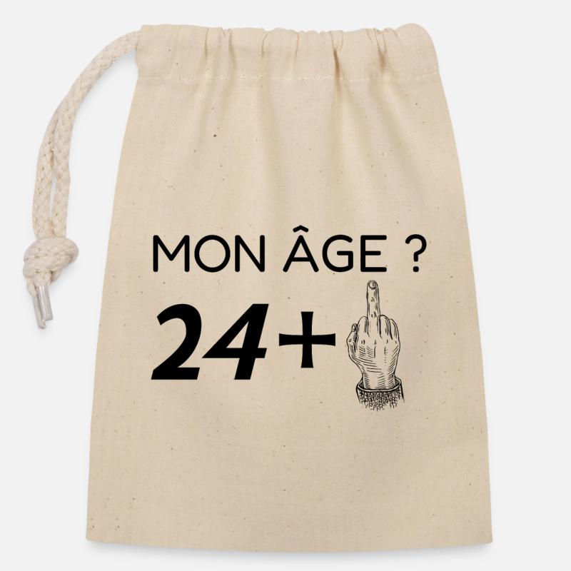 mon âge 25 - Sac cadeau en coton avec cordon (14 x 20 cm) - nature