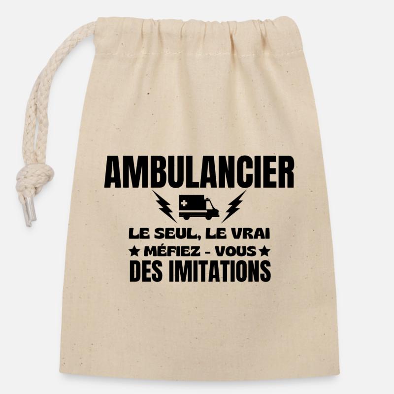 PARAMEDIC THE ONLY REAL ONE - Closable cotton gift bag (14x20cm) - nature