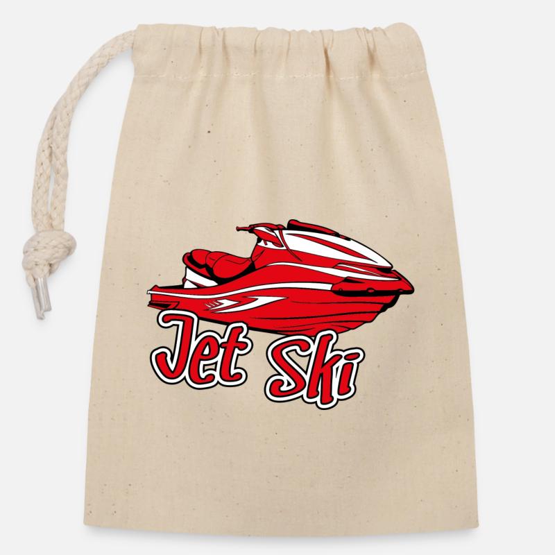 Jet ski - Sac cadeau en coton avec cordon (14 x 20 cm) - nature
