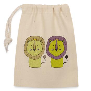 Löwen brace - Closable cotton gift bag (14x20cm) - nature - Front