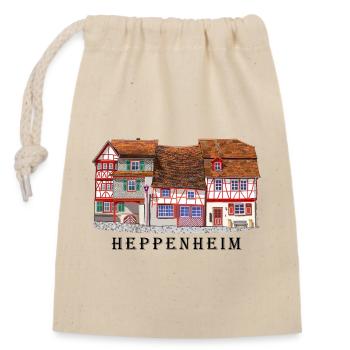Heppenheim Altstadt., Amtsgasse Fachwerk, Odenwald - Verschließbarer Geschenkbeutel aus Baumwolle (14x20cm) - Natur - Vorne