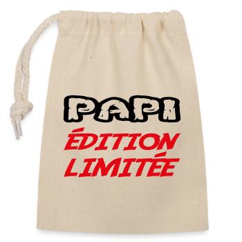 PAPI Limitierte Auflage - Verschließbarer Geschenkbeutel aus Baumwolle (14x20cm) - Natur - Vorne