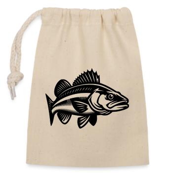 Elegant Zander Fish - Closable cotton gift bag (14x20cm) - nature - Front
