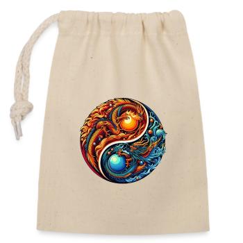 Illustration du dragon Yin Yang - Sac cadeau en coton avec cordon (14 x 20 cm) - nature - Devant
