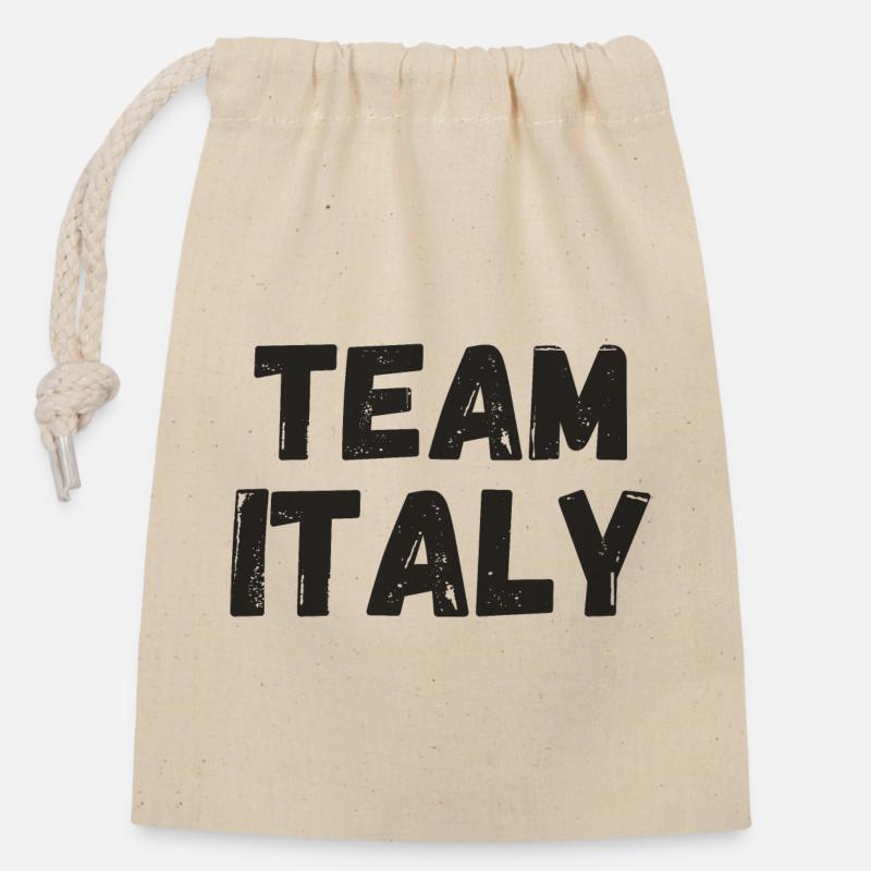 Team Italien - Verschließbarer Geschenkbeutel aus Baumwolle (14x20cm) - Natur