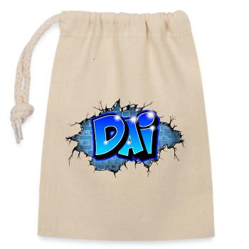 Graffiti DAI Fissures briques bleues - Sac cadeau en coton avec cordon (14 x 20 cm) - nature - Devant