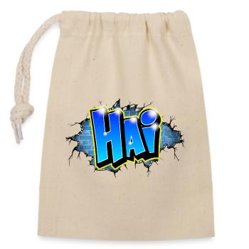 Graffiti HAI Fissures briques bleues - Sac cadeau en coton avec cordon (14 x 20 cm) - nature - Devant
