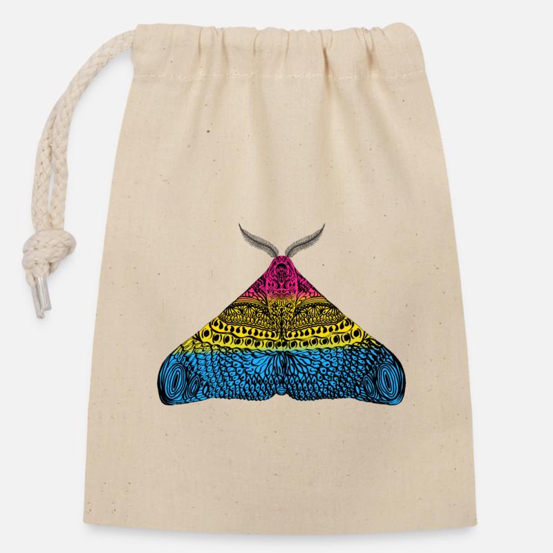 Pansexual pride moth - Closable cotton gift bag (14x20cm) - nature