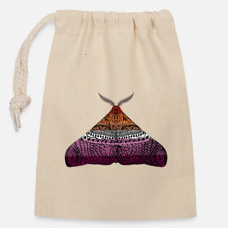 Papillon de nuit de la fierté lesbienne - Sac cadeau en coton avec cordon (14 x 20 cm) - nature