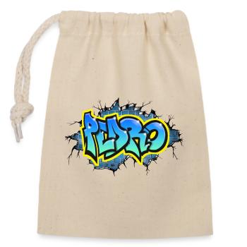 PEDRO GRAFFITI NAME Cracked By Max Tagged it - Closable cotton gift bag (14x20cm) - nature - Front