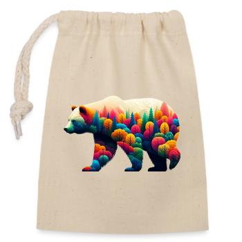 Bear - Closable cotton gift bag (14x20cm) - nature - Front