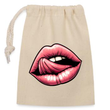 Pretty Lips And Sexy Tongue - Sensual Charm - Closable cotton gift bag (14x20cm) - nature - Front