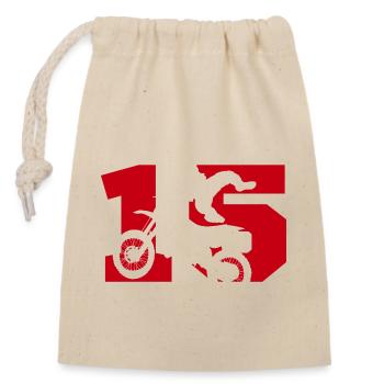 Moto 15 motard - Sac cadeau en coton avec cordon (14 x 20 cm) - nature - Devant