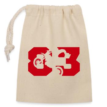 Moto 83 biker - Closable cotton gift bag (14x20cm) - nature - Front