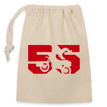 Moto 55 motard - Sac cadeau en coton avec cordon (14 x 20 cm) - nature - Devant
