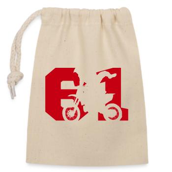 Moto 61 motard - Sac cadeau en coton avec cordon (14 x 20 cm) - nature - Devant