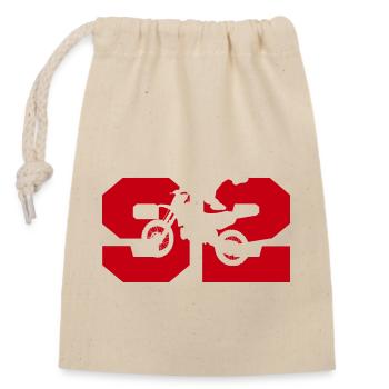 Moto 92 biker - Closable cotton gift bag (14x20cm) - nature - Front