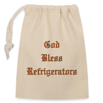 GodBlessRéfrigérateurs - Sac cadeau en coton avec cordon (14 x 20 cm) - nature - Devant
