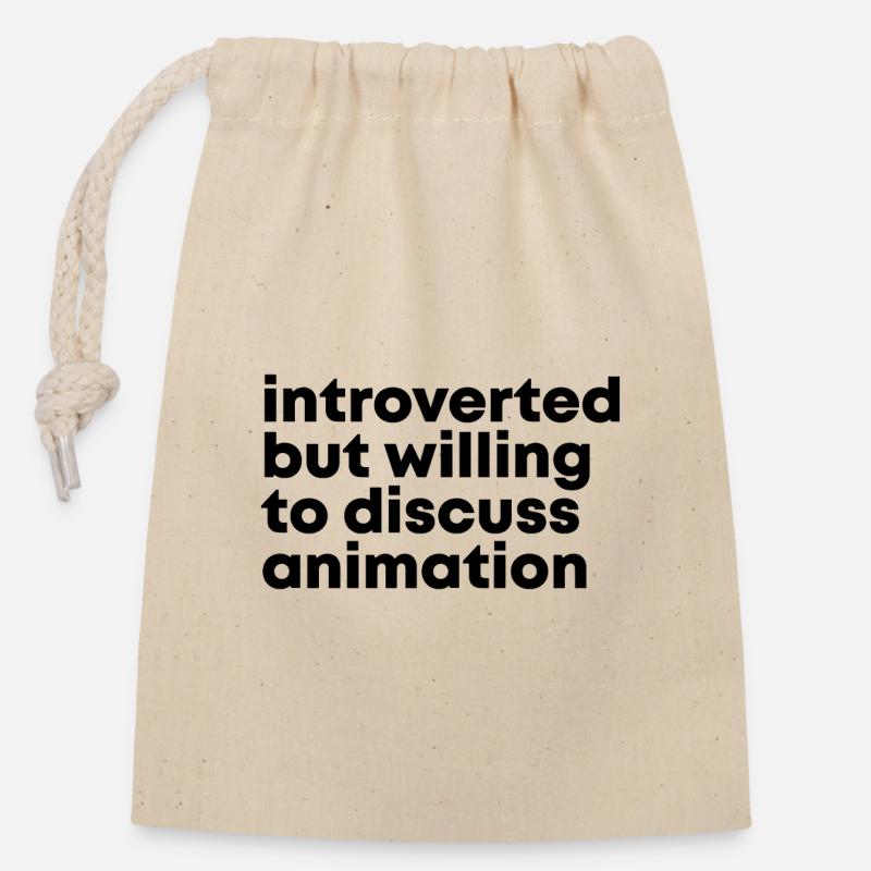 Animation - Closable cotton gift bag (14x20cm) - nature
