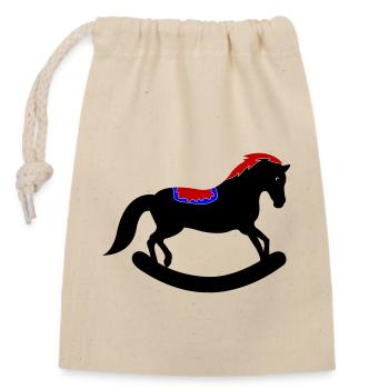 Cheval à bascule - Sac cadeau en coton avec cordon (14 x 20 cm) - nature - Devant