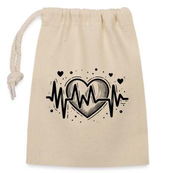 battement de cœur - Sac cadeau en coton avec cordon (14 x 20 cm) - nature - Devant