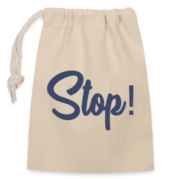 STOP. PANEL. DAD. MOTORCYCLE. FUNNY. CAR - Closable cotton gift bag (14x20cm) - nature - Front
