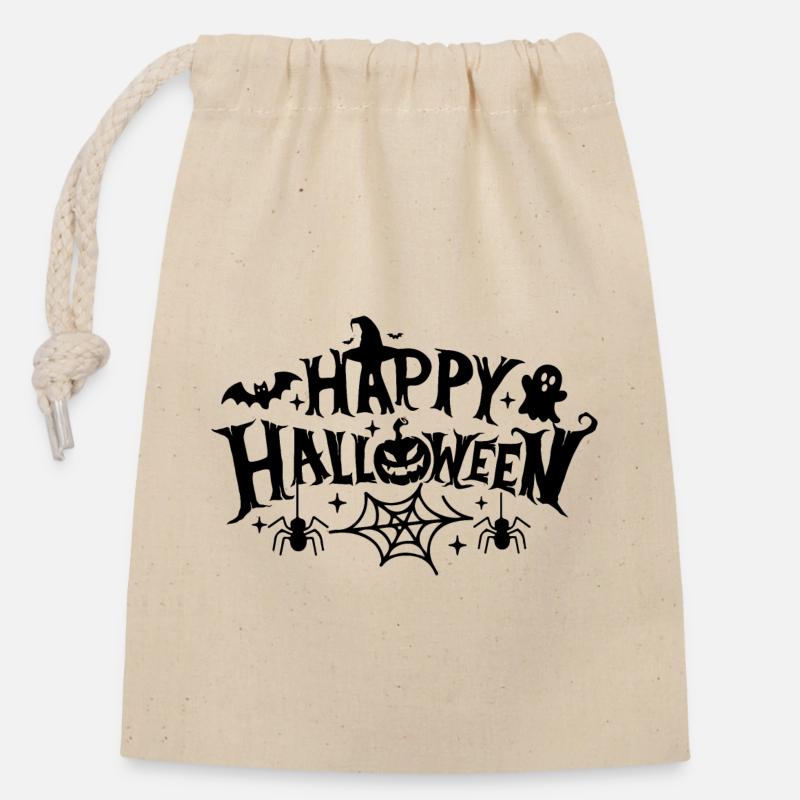 Happy Halloween - Closable cotton gift bag (14x20cm) - nature