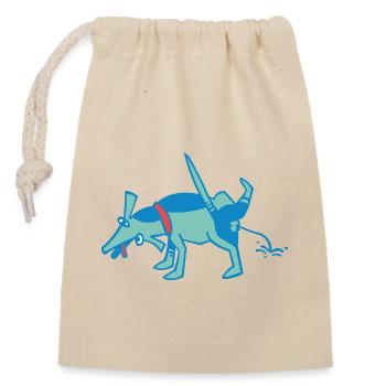 little blue dog pulls against a wall - Closable cotton gift bag (14x20cm) - nature - Front