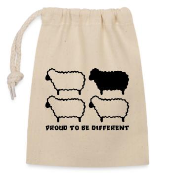 MOUTONS DIFFÉRENTS - 1C - Sac cadeau en coton avec cordon (14 x 20 cm) - nature - Devant