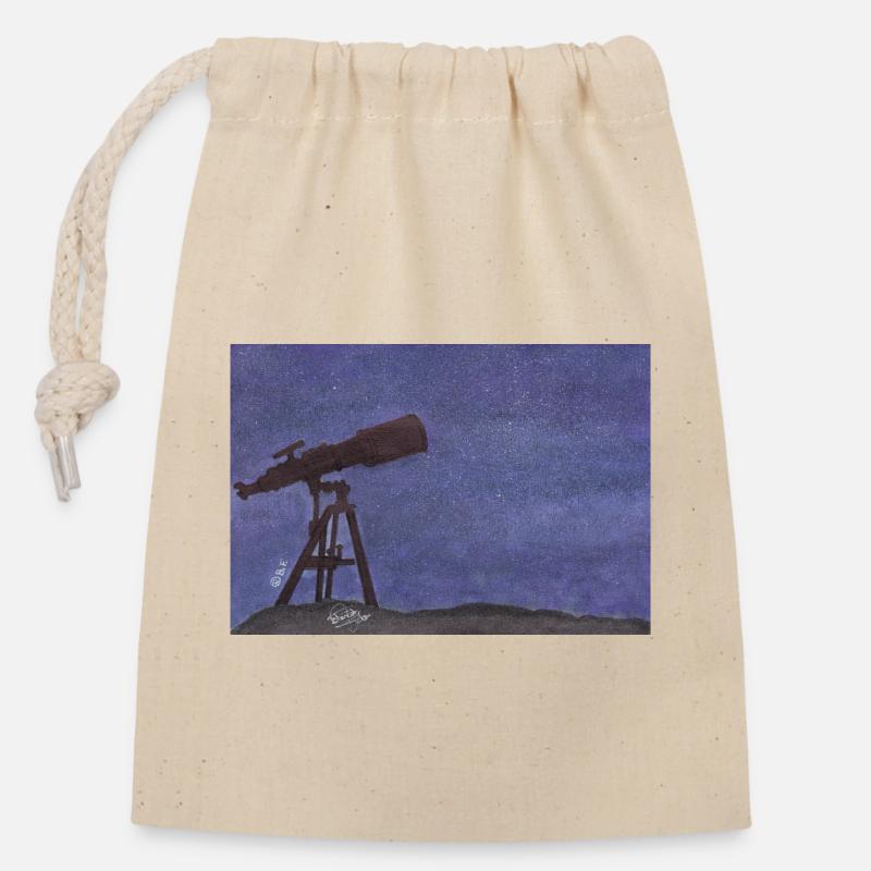 STAR - Closable cotton gift bag (14x20cm) - nature
