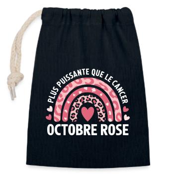 Pink October 2024 Breast Cancer Month - Closable cotton gift bag (14x20cm) - navy - Front