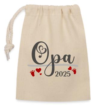 Opa 2025 - Verschließbarer Geschenkbeutel aus Baumwolle (14x20cm) - Natur - Vorne