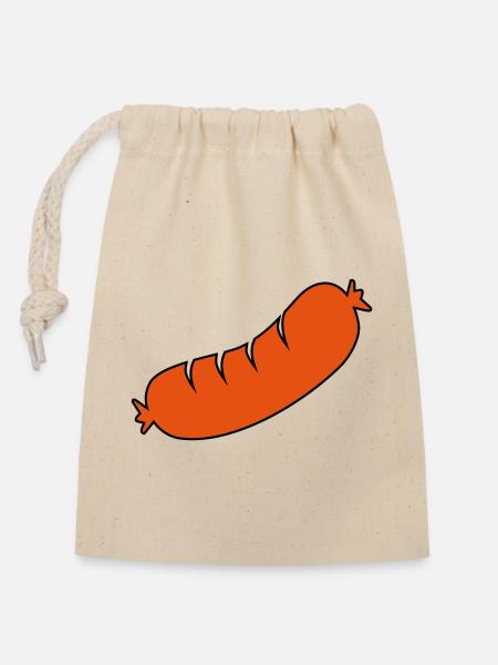 Bratwurst - Verschließbarer Geschenkbeutel aus Baumwolle (14x20cm) - Natur