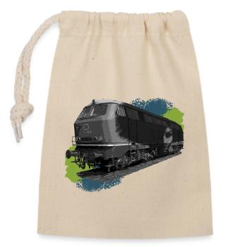 Locomotive DB216 - Closable cotton gift bag (14x20cm) - nature - Front