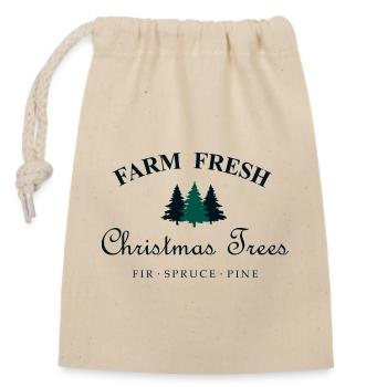 Farm Fresh Christmas trees - Verschließbarer Geschenkbeutel aus Baumwolle (14x20cm) - Natur - Vorne