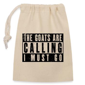 The goats are calling – time to go - Closable cotton gift bag (14x20cm) - nature - Front