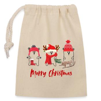 Merry Christmas - Verschließbarer Geschenkbeutel aus Baumwolle (14x20cm) - Natur - Vorne