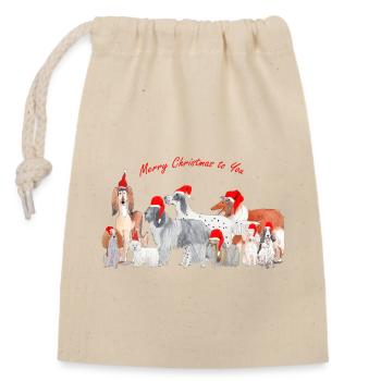 Christmas Dogs - Christmas Dogs 3 - Closable cotton gift bag (14x20cm) - nature - Front